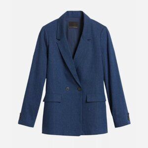 BANANA REPUBLIC Boyfriend Fit Linen Blend Blazer 6 Double Breasted Blue Summer